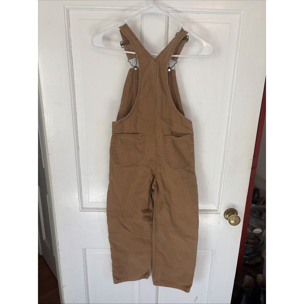 Carhartt Cotton Brown Size 7 KIDS Canvas Bib Overall Double Knee Solid - Picture 3 of 8